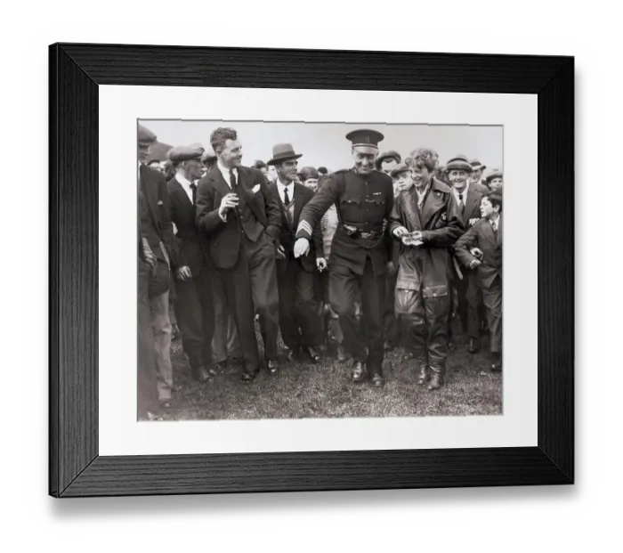 Framed Print : Police Escorting Amelia Earhart Framed Print : Police Escorting Amelia Earhart