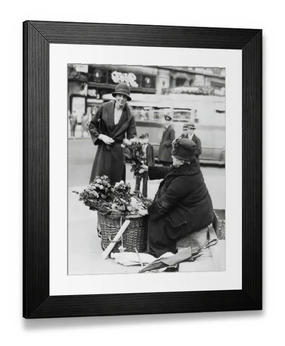 Framed Print : Amelia Earhart Buying Flowers Framed Print : Amelia Earhart Buying Flowers