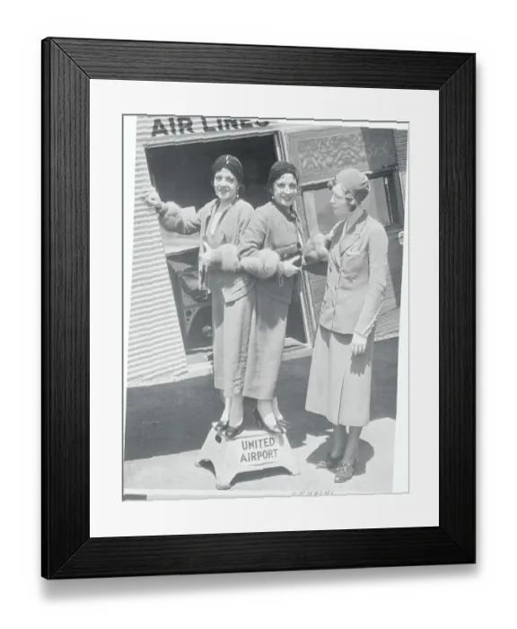 Framed Print : Daisy and Violet Hilton with Airline Hostess Framed Print : Daisy and Violet Hilton with Airline Hostess