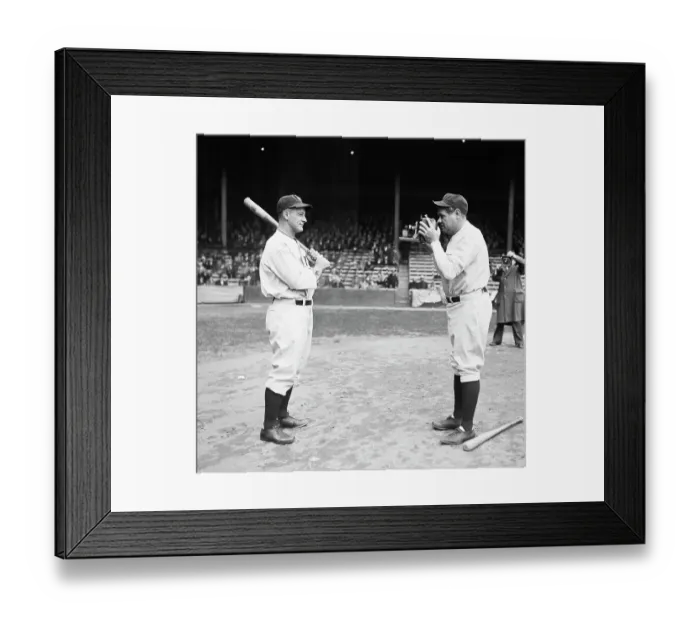 Framed Print : Babe Ruth Taking Picture of Lou Gehrig Framed Print : Babe Ruth Taking Picture of Lou Gehrig