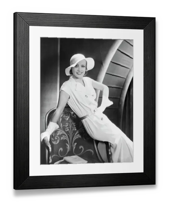 Framed Print : Joan Crawford Posing in White Dress Framed Print : Joan Crawford Posing in White Dress