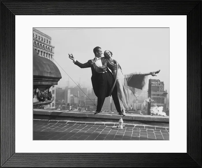 Framed Print : Dancing Couple Performing on Rooftop Framed Print : Dancing Couple Performing on Rooftop