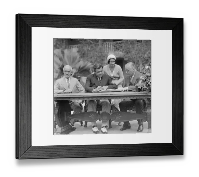 Framed Print : Babe Ruth and Wife with New Contract Officials Framed Print : Babe Ruth and Wife with New Contract Officials