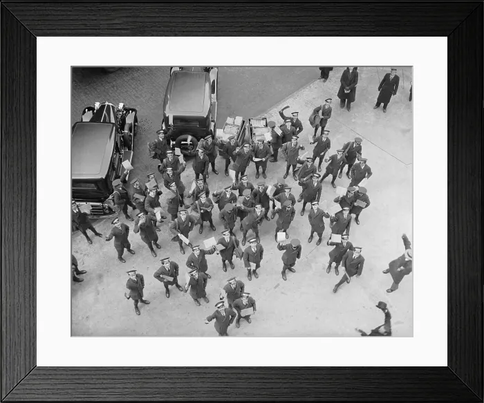 Framed Print : Messenger Boys Handing Out Pamphlets