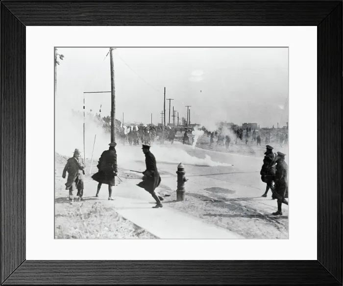 Framed Print : Policemen Trying to Control a Riot Framed Print : Policemen Trying to Control a Riot