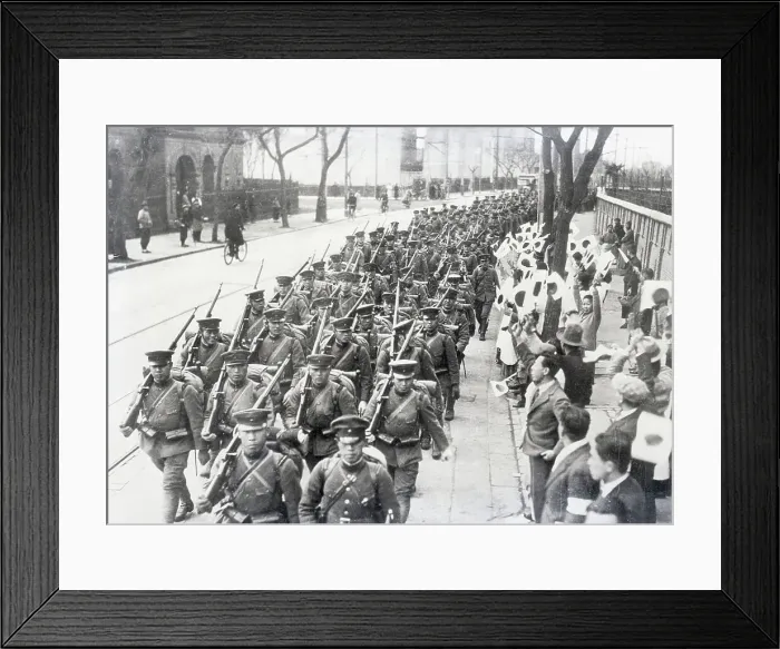 Framed Print : Japanese Soldiers March Thru China