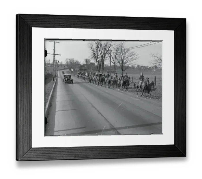 Framed Print : Mounted Police and by Car Searching Road Framed Print : Mounted Police and by Car Searching Road