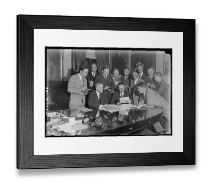 Framed Print : Government Officials with Reporters Framed Print : Government Officials with Reporters