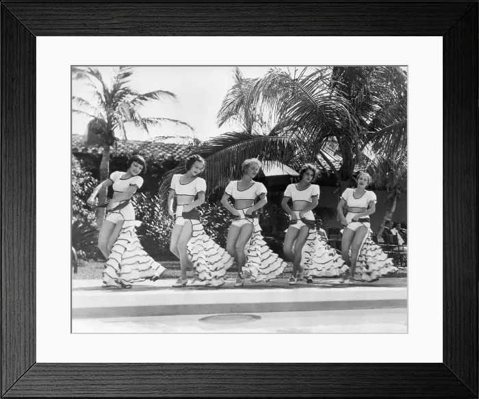 Framed Print : Rumba Dancers Performing Poolside