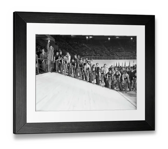 Framed Print : Frank Fay Starting Bicycle Race