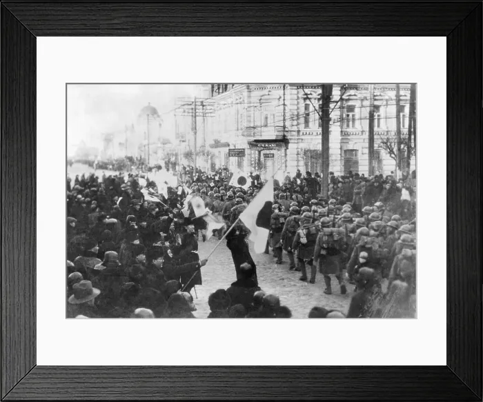 Framed Print : Russians Welcome Japanese Soldiers Framed Print : Russians Welcome Japanese Soldiers