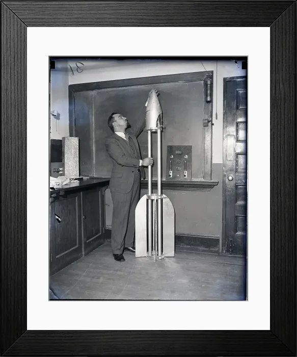 Framed Print : Edward Pendray Working on Rocket Framed Print : Edward Pendray Working on Rocket