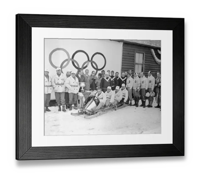 Framed Print : Portrait of Winning Olympic Bobsled Team at Lake Placid Framed Print : Portrait of Winning Olympic Bobsled Team at Lake Placid