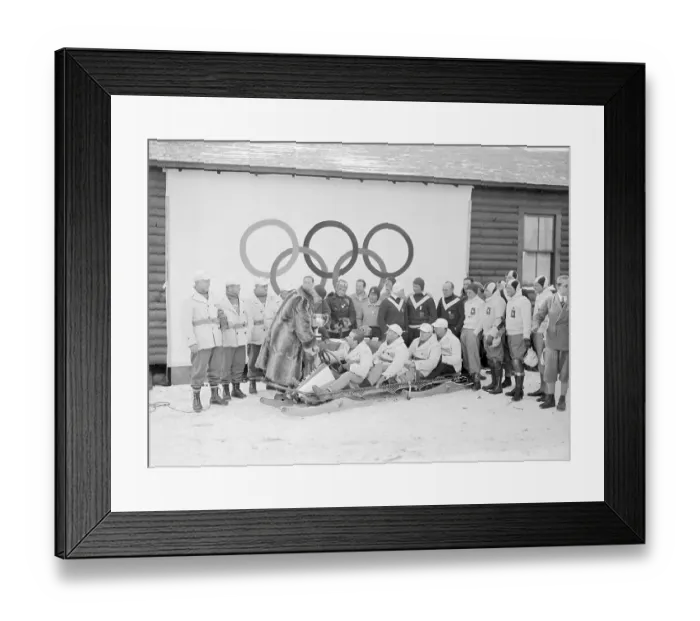 Framed Print : Us Bobsled Team Starting Run, Olympics
