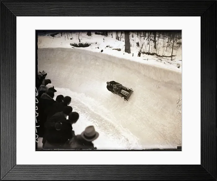 Framed Print : Bobsled Team on Course