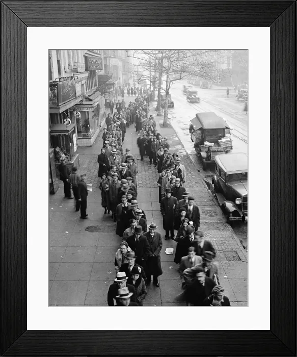 Framed Print : Line Stretching Along Length of Sidewalk Framed Print : Line Stretching Along Length of Sidewalk