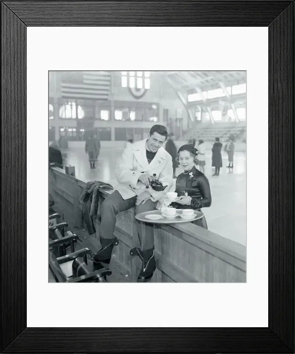 Framed Print : Jack Shea and Sonja Henie Drinking Tea at Lake Placid Winter Olympics Framed Print : Jack Shea and Sonja Henie Drinking Tea at Lake Placid Winter Olympics