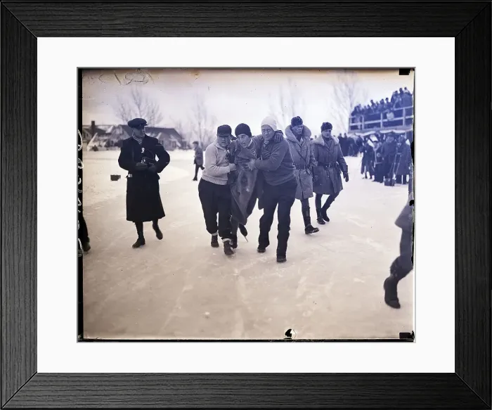 Framed Print : Irving Jaffee Being Aided Off Ice