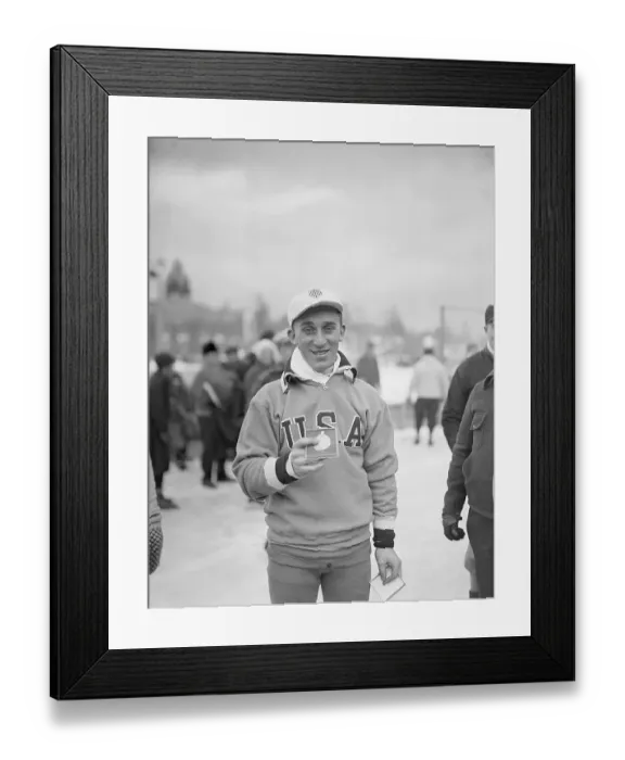 Framed Print : Skater Irving Jaffee with Olympic Medal Framed Print : Skater Irving Jaffee with Olympic Medal