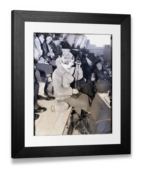 Framed Print : Sonja Henie Watches Olympics with Binocular Framed Print : Sonja Henie Watches Olympics with Binocular