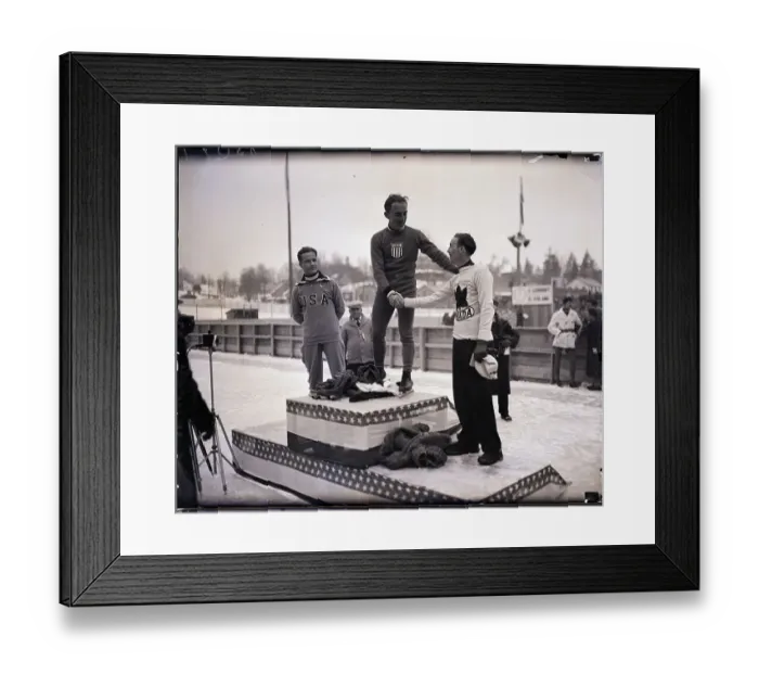 Framed Print : Speed Skaters Shake Hands Framed Print : Speed Skaters Shake Hands