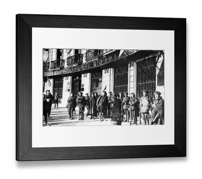 Framed Print : Troops Guarding Banks Against Communists