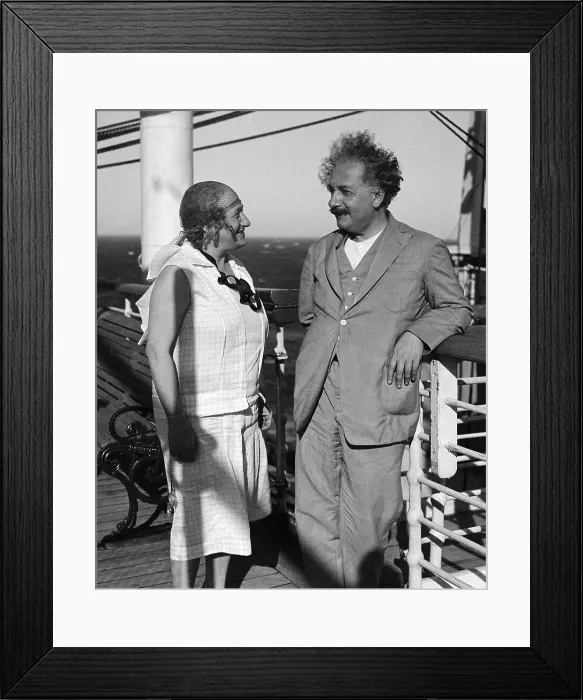 Framed Print : Elsa and Albert Einstein on Ship Deck Framed Print : Elsa and Albert Einstein on Ship Deck