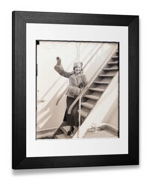 Framed Print : Sonja Henie Arrives on the Ile De France Framed Print : Sonja Henie Arrives on the Ile De France
