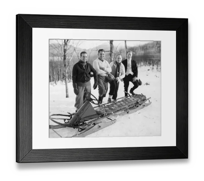 Framed Print : Olympic Bobsled Team In Front Of Bobsled