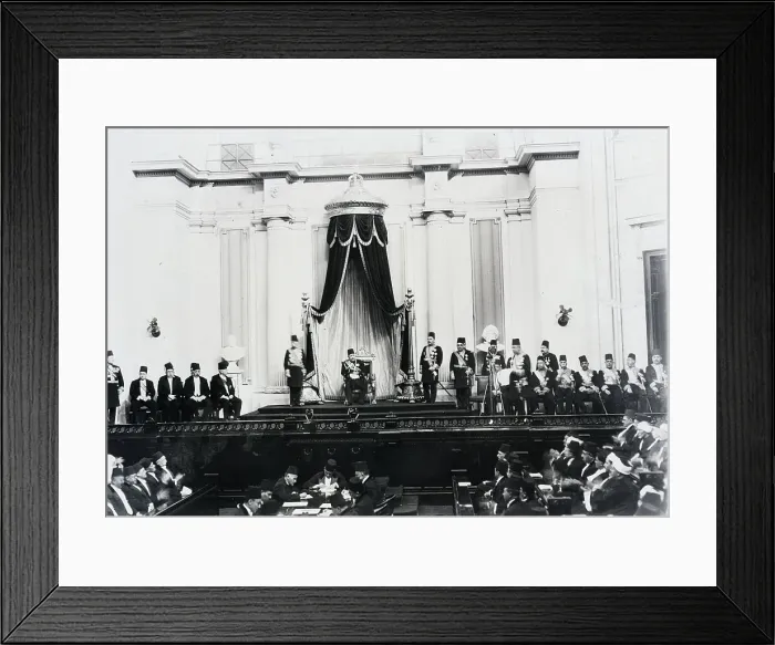 Framed Print : King of Egypt Seated at Ceremony on Stage Framed Print : King of Egypt Seated at Ceremony on Stage