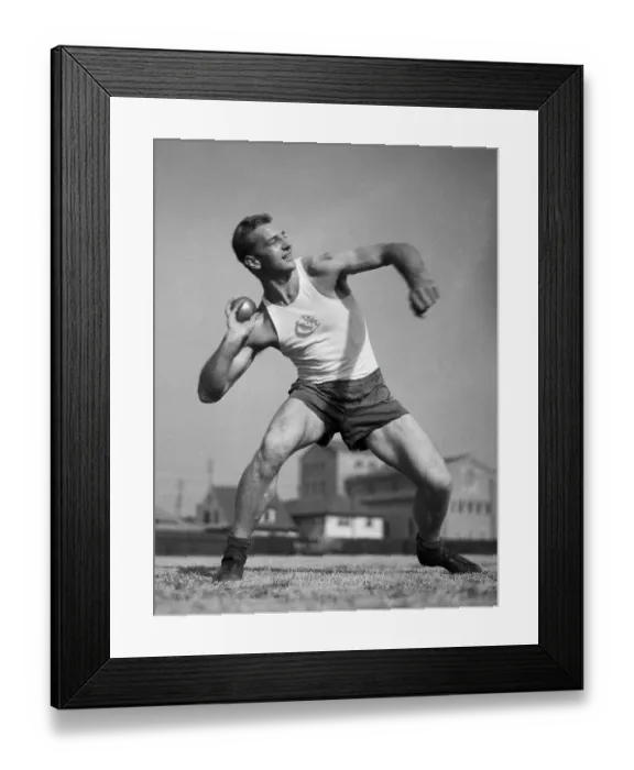 Framed Print : Herman Brix Practicing Shot Put Framed Print : Herman Brix Practicing Shot Put