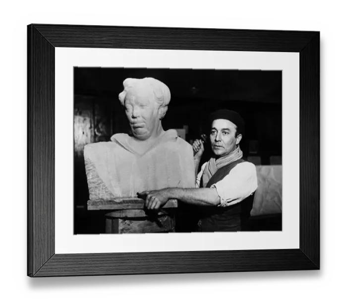 Framed Print : Urbici Soler Working on a Bust of Diego Rivera Framed Print : Urbici Soler Working on a Bust of Diego Rivera