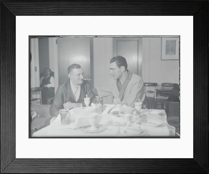 Framed Print : Schmeling, Right, Enjoying Dinner With His Manager Framed Print : Schmeling, Right, Enjoying Dinner With His Manager