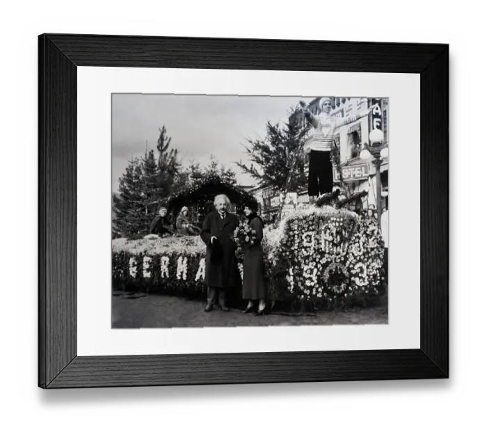Framed Print : Albert Einstein Inspecting Winning Float