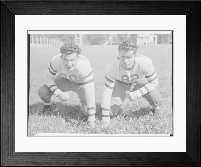 Framed Print : Brothers James and Burt Hammers in Tackle Position Framed Print : Brothers James and Burt Hammers in Tackle Position