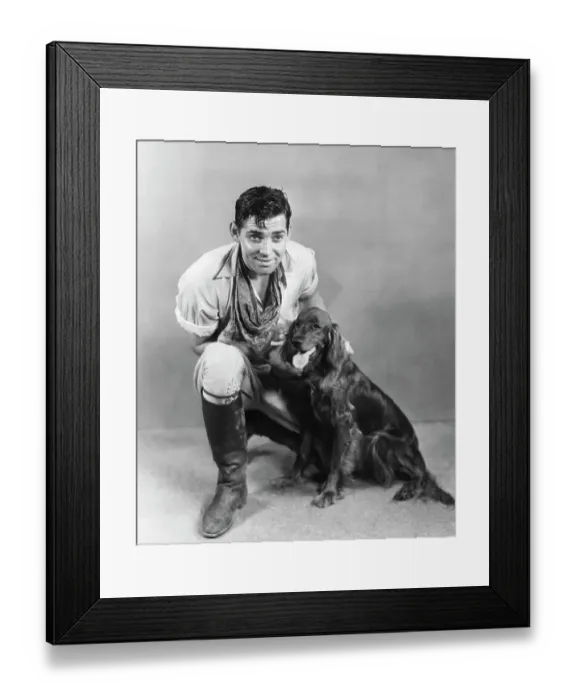 Framed Print : Clark Gable with His Dog Queen Framed Print : Clark Gable with His Dog Queen