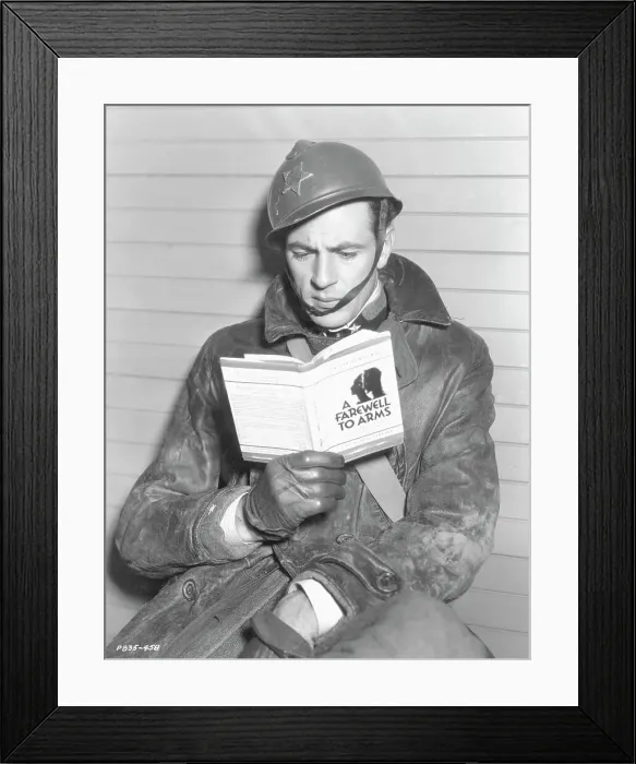 Framed Print : Gary Cooper Reading A Farewell To Arms on Set Framed Print : Gary Cooper Reading A Farewell To Arms on Set