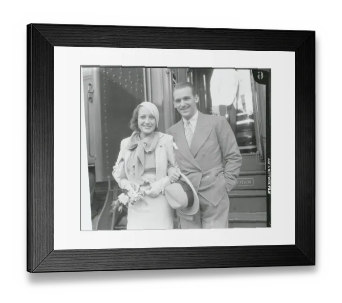 Framed Print : Entertainers Joan Crawford and Douglas Fairbanks Jr. at Train Framed Print : Entertainers Joan Crawford and Douglas Fairbanks Jr. at Train