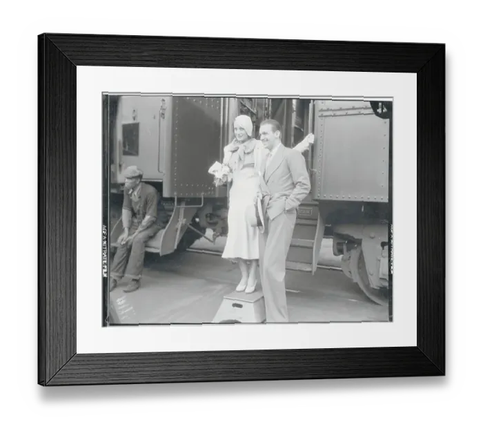 Framed Print : Entertainers Joan Crawford and Douglas Fairbanks Jr. at Train Framed Print : Entertainers Joan Crawford and Douglas Fairbanks Jr. at Train