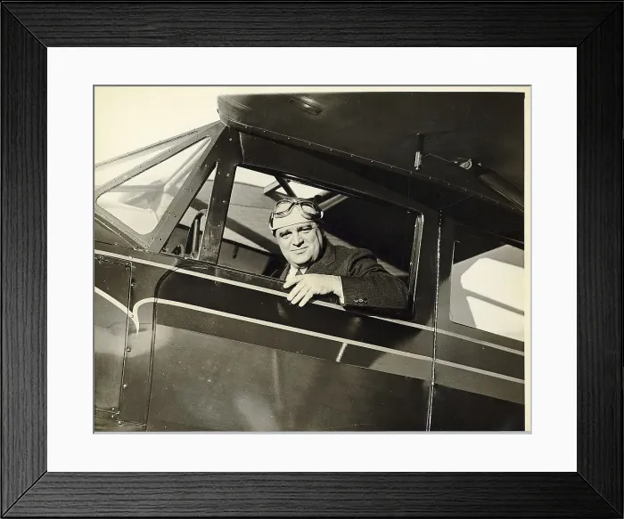 Framed Print : Fiorello Laguardia in Pilot Seat of Plane