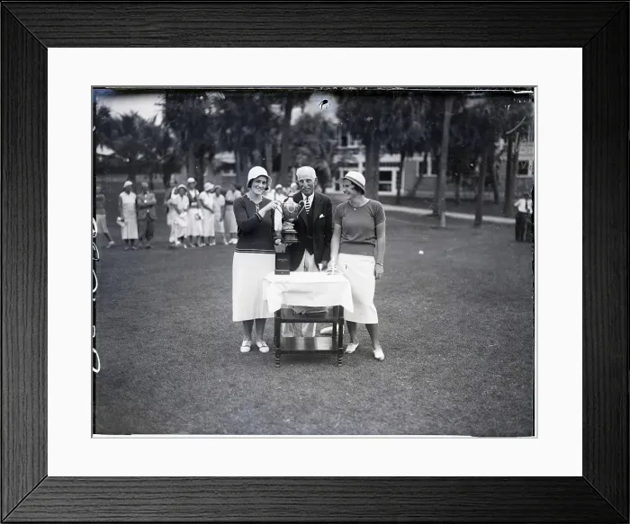 Framed Print : George Wright Handing Maureen Orcutt Her Trophy Framed Print : George Wright Handing Maureen Orcutt Her Trophy