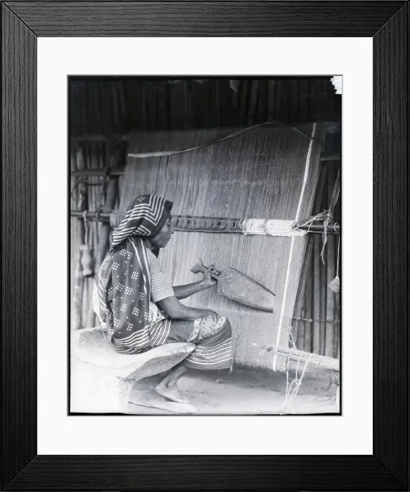 Framed Print : Woman Shown Weaving Cloth Framed Print : Woman Shown Weaving Cloth