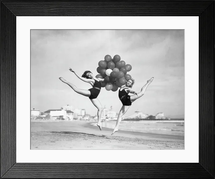 Framed Print : Women Doing Balloon Dance On Beach Framed Print : Women Doing Balloon Dance On Beach