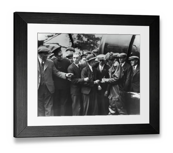 Framed Print : Aviator Amelia Earhart Obliging Her Fans Framed Print : Aviator Amelia Earhart Obliging Her Fans
