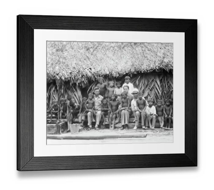 Framed Print : Men Seated with San Blas Children Framed Print : Men Seated with San Blas Children