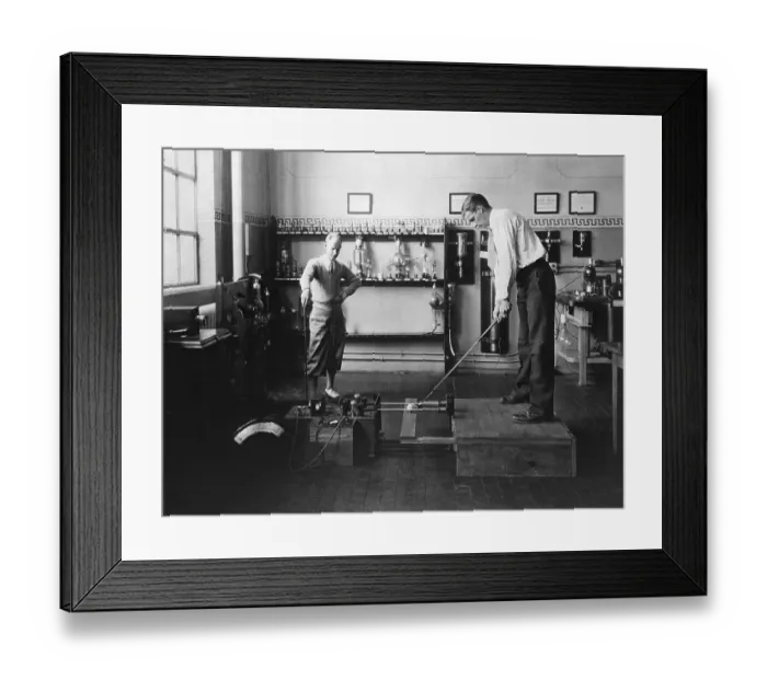 Framed Print : Researchers Measuring Golf Ball Speed at General Electric Laboratory Framed Print : Researchers Measuring Golf Ball Speed at General Electric Laboratory