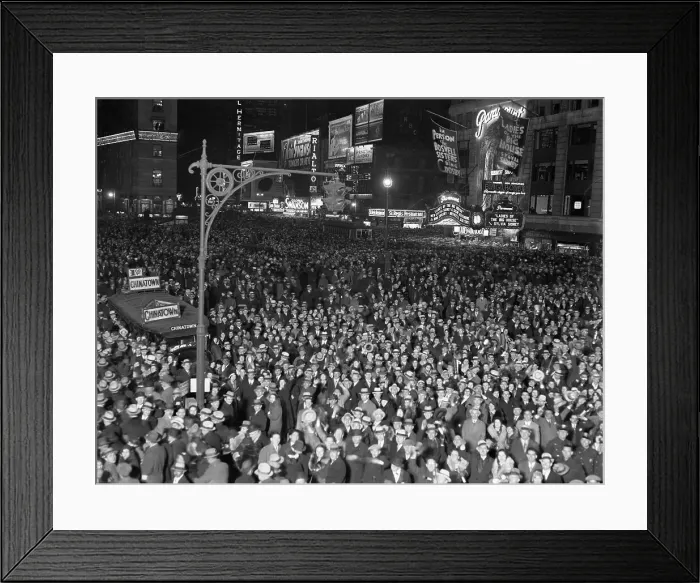 Framed Print : Crowd On Broadway 1932 New Year Celebrat