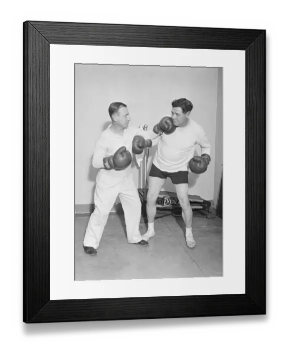 Framed Print : Babe Ruth Sparring with Art McGovern Framed Print : Babe Ruth Sparring with Art McGovern