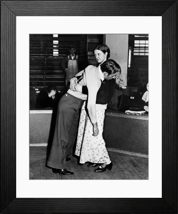 Framed Print : Exhausted Couple at Dance Marathon Framed Print : Exhausted Couple at Dance Marathon