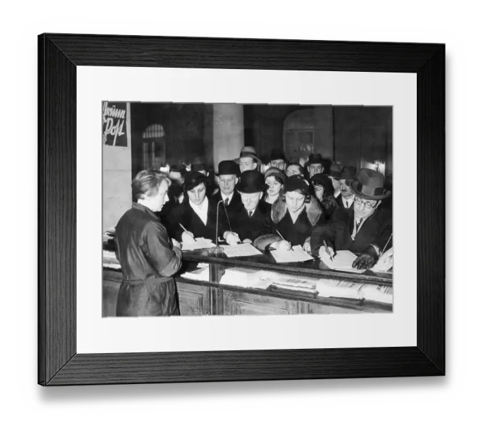 Framed Print : German Citizens at Signing Election Documents Framed Print : German Citizens at Signing Election Documents